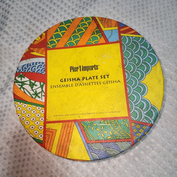 PIER ONE EUC SET OF 4 CERAMIC GEISHA STONEWARE PLATE SET NEVER USED - Picture 2 of 11